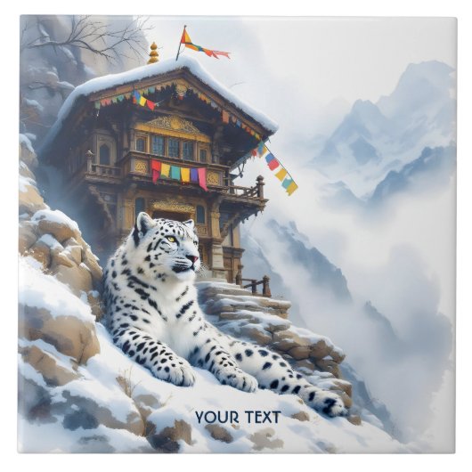 Fantasy Niedlich White Leopard Snow Fliese (Vorderseite)