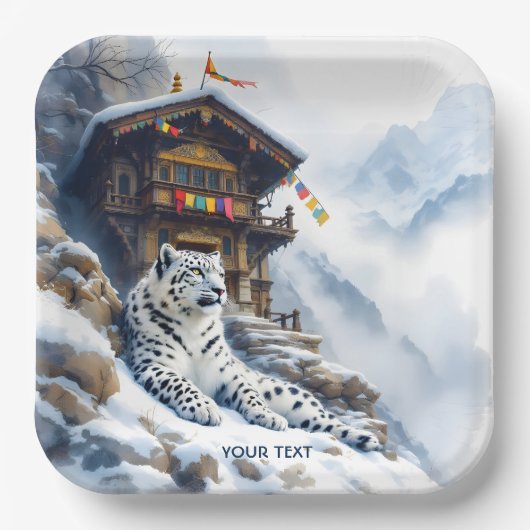 Fantasy Niedlich White Leopard Snow Pappteller (Vorderseite)