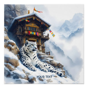 Fantasy Niedlich White Leopard Snow Poster