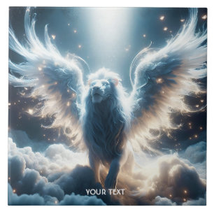 Fantasy Niedlich White Lion Heaven Fliese