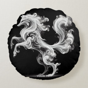 Fantasy Niedlich White Smoke Fox Rundes Kissen