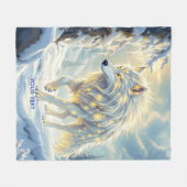 Fantasy Niedlich White Wolf Winter Fleecedecke (Vorderseite (Horizontal))
