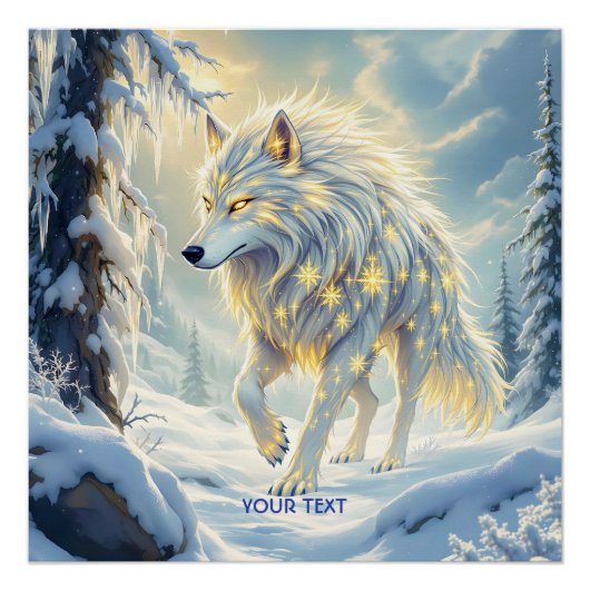 Fantasy Niedlich White Wolf Winter Poster (Vorderseite)