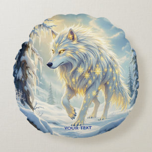 Fantasy Niedlich White Wolf Winter Rundes Kissen