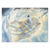 Fantasy Niedlich White Wolf Winter Tischdecke (Vorderseite (Horizontal))