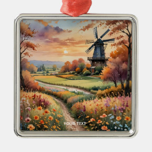 Fantasy Niedlich Windmill Blume Field Ornament Aus Metall