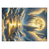 Fantasy Niedlich Winter Moon River Tischdecke (Vorderseite (Horizontal))