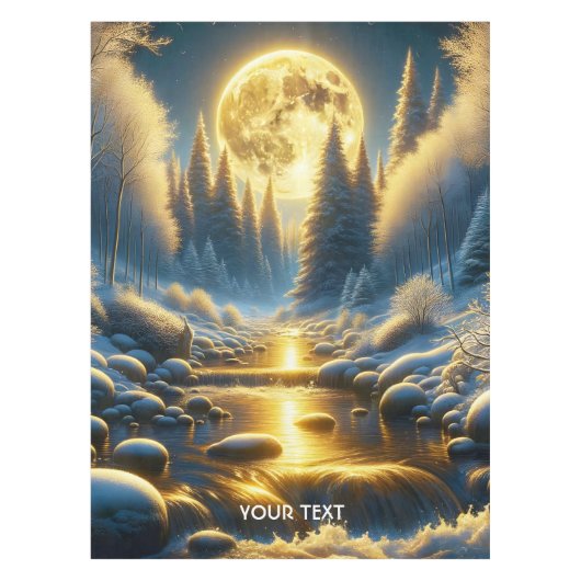 Fantasy Niedlich Winter Moon River Tischdecke (Vorderseite)
