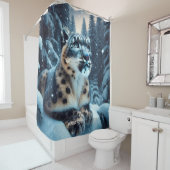 Fantasy Niedlich Winter Snow Leopard Duschvorhang (Beispiel)