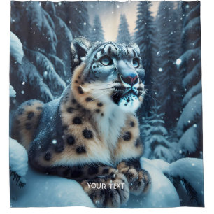 Fantasy Niedlich Winter Snow Leopard Duschvorhang