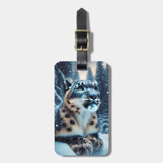 Fantasy Niedlich Winter Snow Leopard Gepäckanhänger (Vorderseite vertikal)