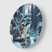 Fantasy Niedlich Winter Snow Leopard Große Wanduhr (Winkel)