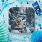 Fantasy Niedlich Winter Snow Leopard Pappteller (Party)