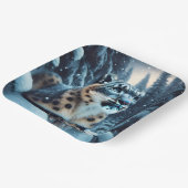 Fantasy Niedlich Winter Snow Leopard Pappteller (Gewinkelt)