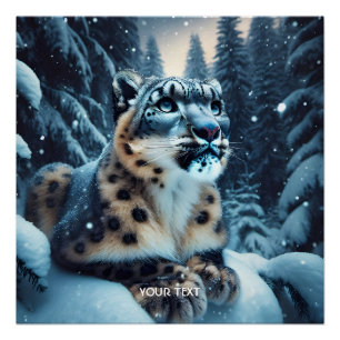 Fantasy Niedlich Winter Snow Leopard Poster