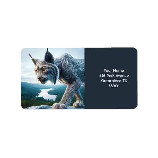 Fantasy Niedlich Wired Lynx Forest Adressaufkleber (Vorne)