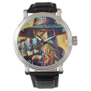 Fantasy Niedlich Wizard Fantasy Tattoo Armbanduhr