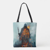 Fantasy Niedlich Wizard Fire City Tasche (Rückseite)