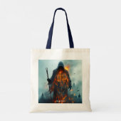 Fantasy Niedlich Wizard Fire City Tragetasche (Rückseite)