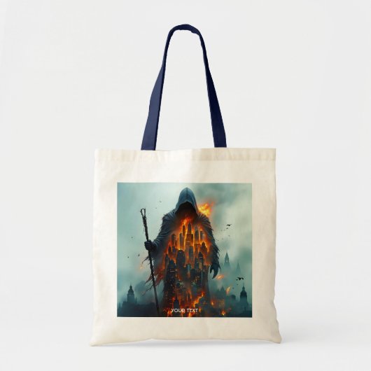 Fantasy Niedlich Wizard Fire City Tragetasche (Vorne)