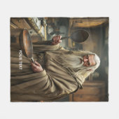 Fantasy Niedlich Wizard Frittierwagen Fleecedecke (Vorderseite (Horizontal))