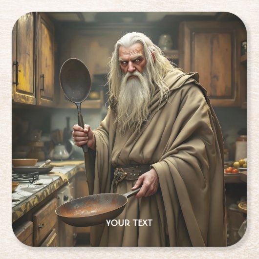 Fantasy Niedlich Wizard Frittierwagen Rechteckiger Pappuntersetzer (Vorderseite)