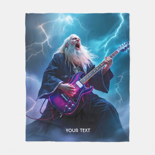 Fantasy Niedlich Wizard Gitarre spielen Fleecedecke (Vorderseite)