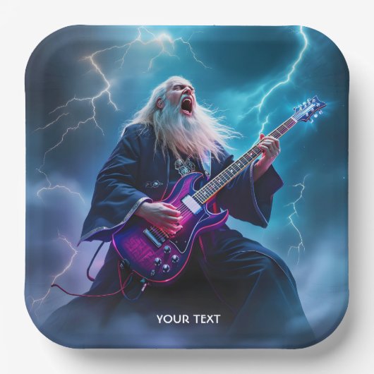 Fantasy Niedlich Wizard Gitarre spielen Pappteller (Vorderseite)