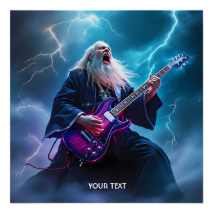 Fantasy Niedlich Wizard Gitarre spielen Poster