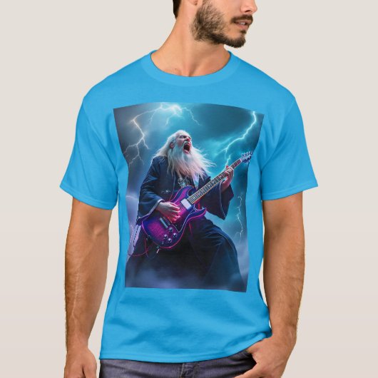Fantasy Niedlich Wizard Gitarre spielen T-Shirt (Vorderseite)