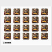 Fantasy Niedlich Wizard Zion Rings Quadratischer Aufkleber (Blatt)