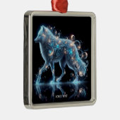 Fantasy Niedlich Wolf Blue Reflection Ornament Aus Metall (Rechts)