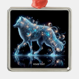 Fantasy Niedlich Wolf Blue Reflection Ornament Aus Metall