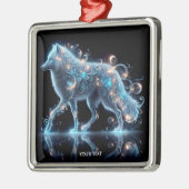 Fantasy Niedlich Wolf Blue Reflection Ornament Aus Metall (Links)