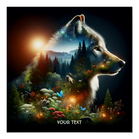 Fantasy Niedlich Wolf Doppelausstellung Poster (Vorderseite)