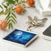 Fantasy Niedlich Wolf Doppelausstellung Schlüsselanhänger (Seite)