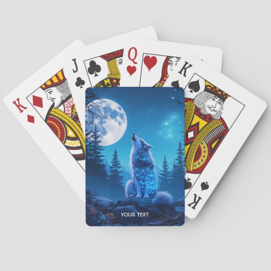 Fantasy Niedlich Wolf Doppelausstellung Spielkarten (Rückseite)