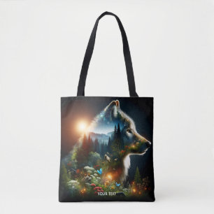 Fantasy Niedlich Wolf Doppelausstellung Tasche