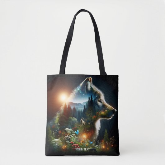 Fantasy Niedlich Wolf Doppelausstellung Tasche (Vorderseite)