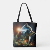 Fantasy Niedlich Wolf Doppelausstellung Tasche (Rückseite)