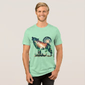 Fantasy Niedlich Wolf Doppelausstellung Tri-Blend Shirt (Vorderseite voll)