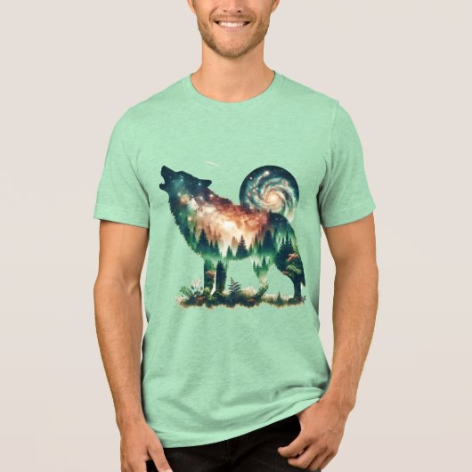 Fantasy Niedlich Wolf Doppelausstellung Tri-Blend Shirt (Vorderseite)