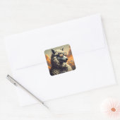 Fantasy Niedlich Wolf Dressed Sheep Quadratischer Aufkleber (Umschlag)