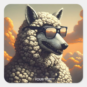 Fantasy Niedlich Wolf Dressed Sheep Quadratischer Aufkleber