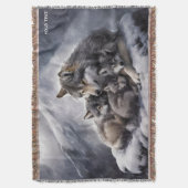 Fantasy Niedlich Wolf Family Winter Decke (Vorderseite Vertikal)