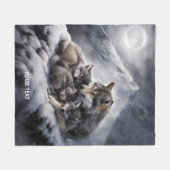 Fantasy Niedlich Wolf Family Winter Fleecedecke (Vorderseite (Horizontal))