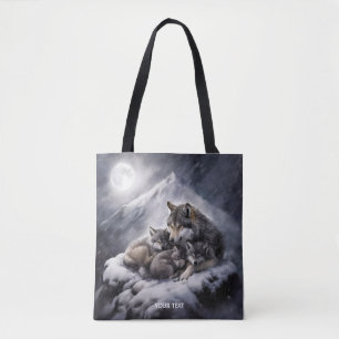 Fantasy Niedlich Wolf Family Winter Tasche