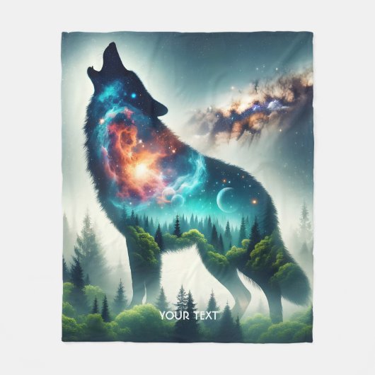 Fantasy Niedlich Wolf Forest Space Fleecedecke (Vorderseite)