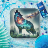 Fantasy Niedlich Wolf Forest Space Pappteller (Party)