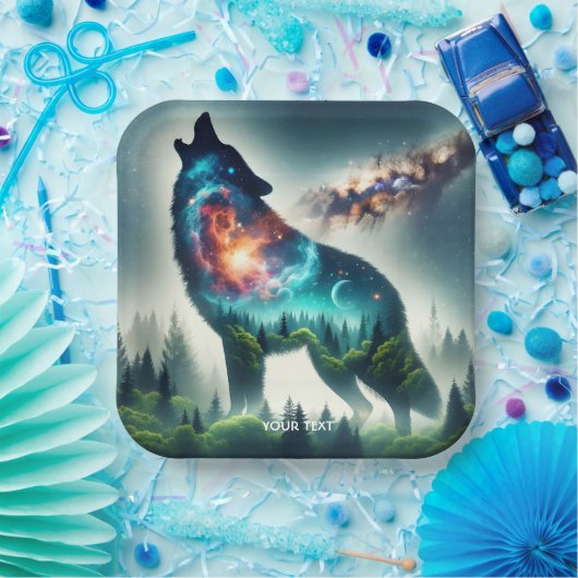 Fantasy Niedlich Wolf Forest Space Pappteller (Party)